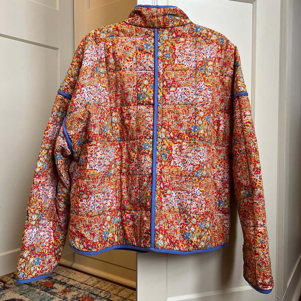 Free People Chloe Floral Print Quilted Cotton Jacket in Candy Combo size large - Picture 4 of 8